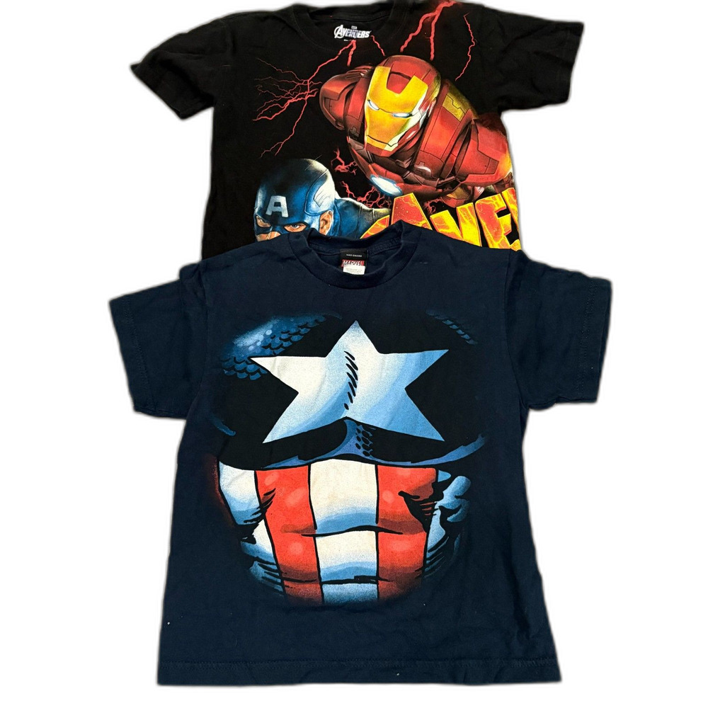 Lot of‎ 2 Marvel Avengers Boys Graphic T-Shirts Superhero Comic Size Small (5/6)